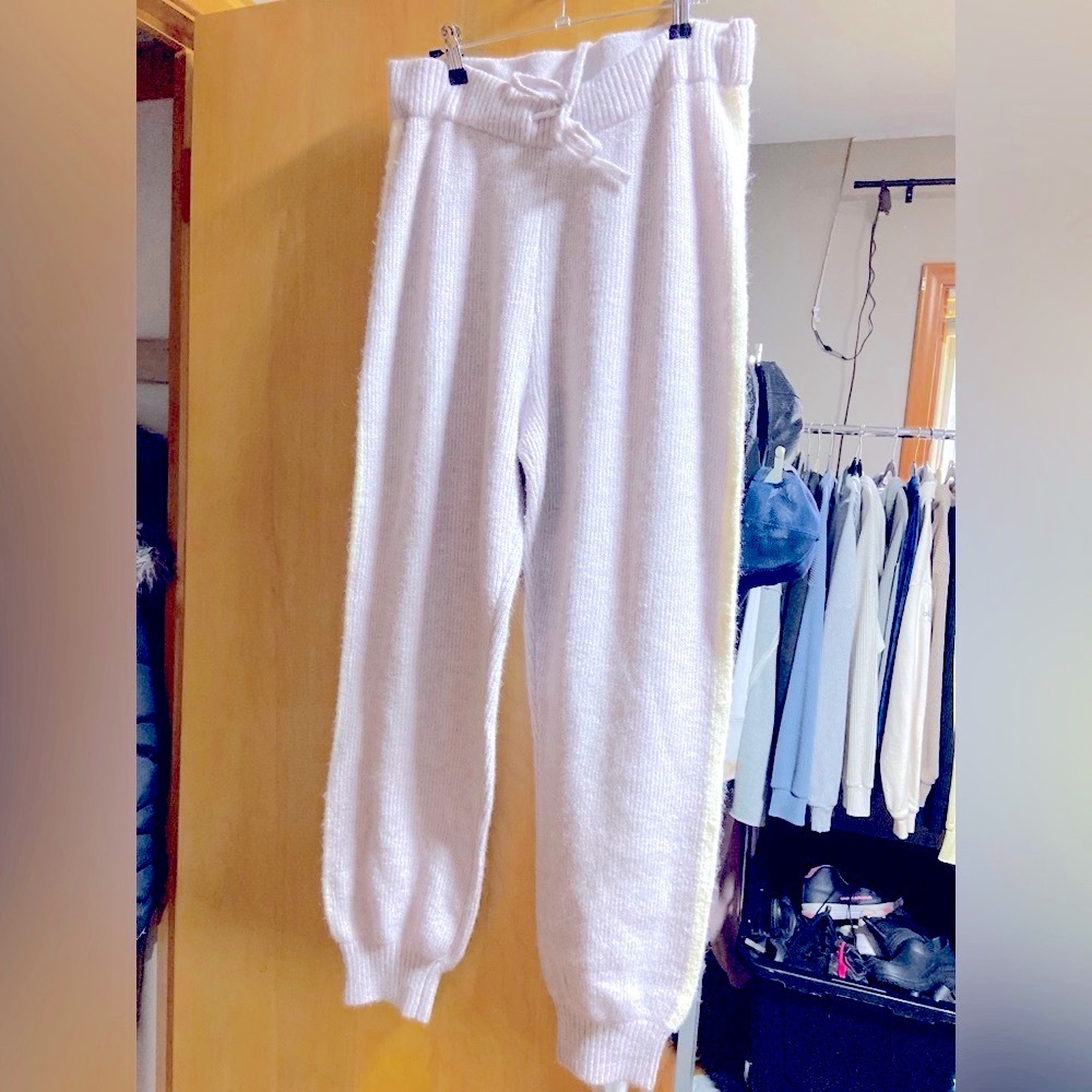 Express Cozy Knit Joggers in purple Cream